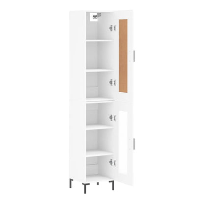 Highboard 34.5x34x180 cm Engineered Wood 1 Glass Door White