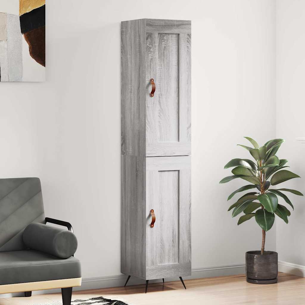 Highboard 34.5x34x180 cm Engineered Wood 1 Wood Door Grey sonoma