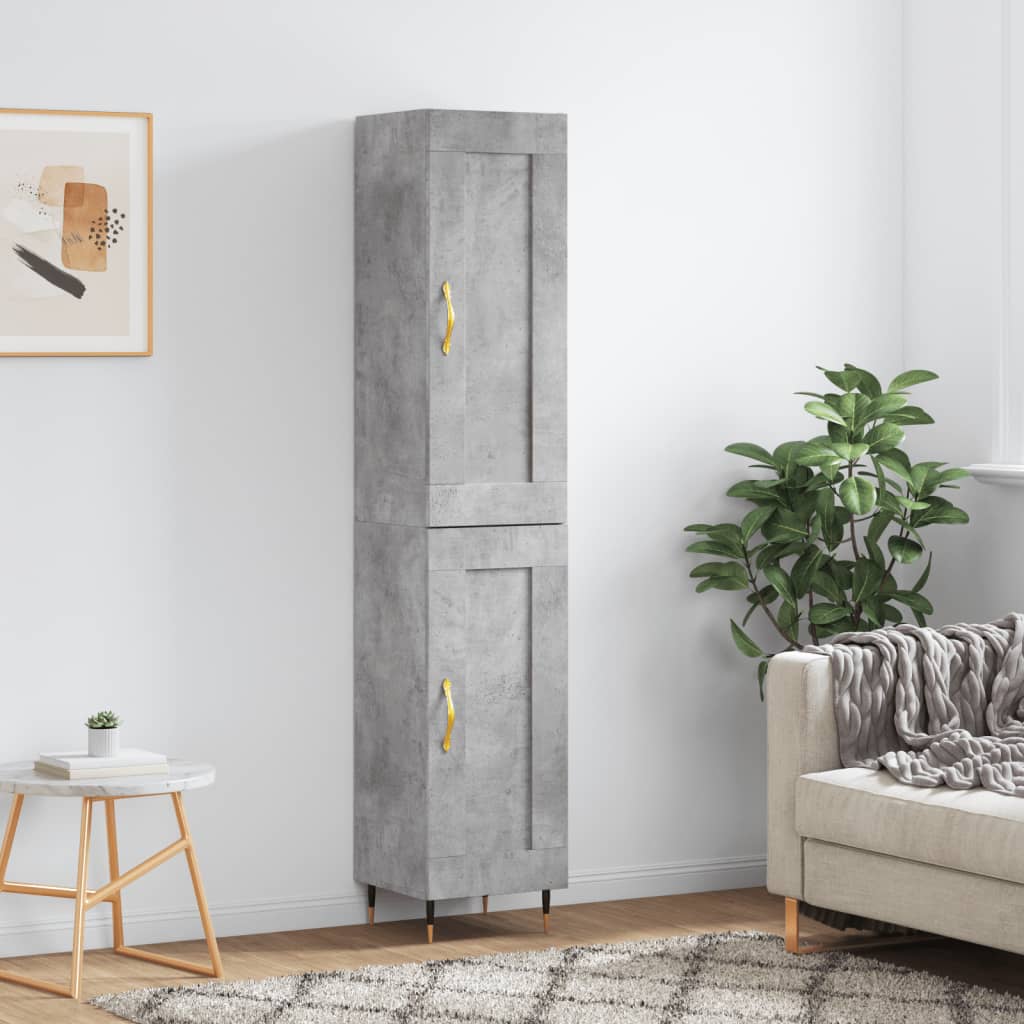 vidaXL Highboard Concrete Grey 34.5x34x180 cm Engineered Wood 1