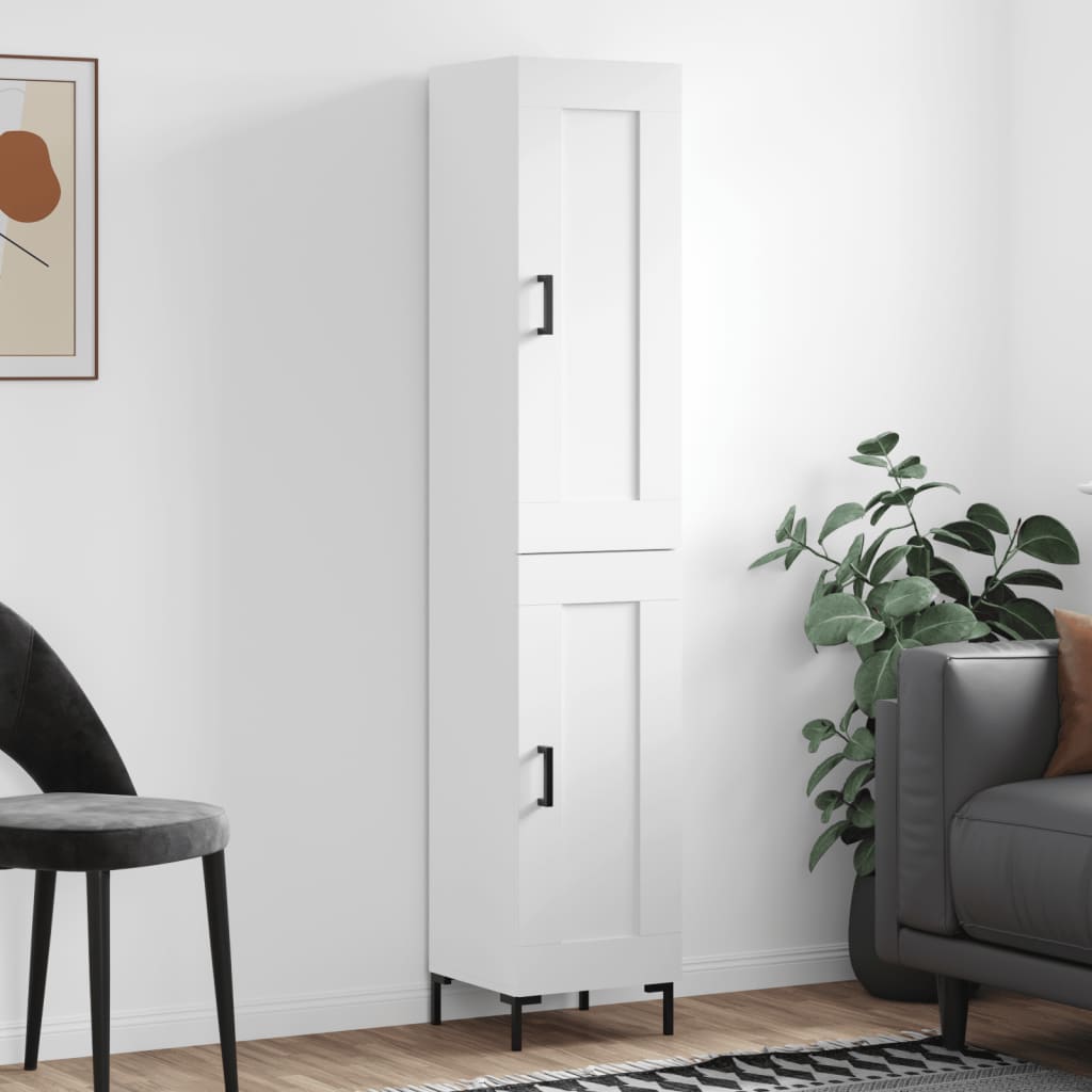 Highboard 34.5x34x180 cm Engineered Wood 1 Wood Door White