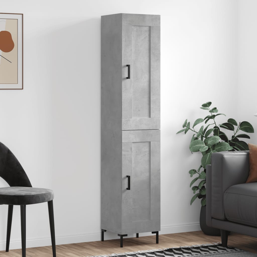 Highboard 34.5x34x180 cm Engineered Wood 1 Wood Door Concrete grey