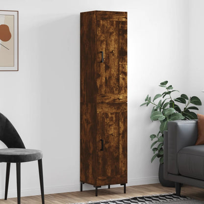 Highboard 34.5x34x180 cm Engineered Wood 1 Wood Door Smoked oak