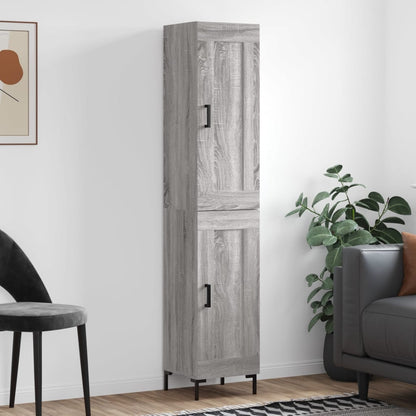Highboard 34.5x34x180 cm Engineered Wood 1 Wood Door Grey sonoma