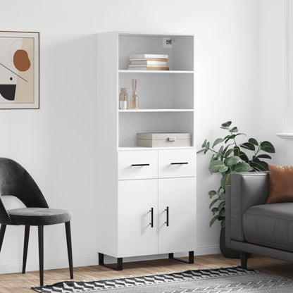 Highboard 69.5x34x180 cm Engineered Wood 2 Doors 2 Drawers White