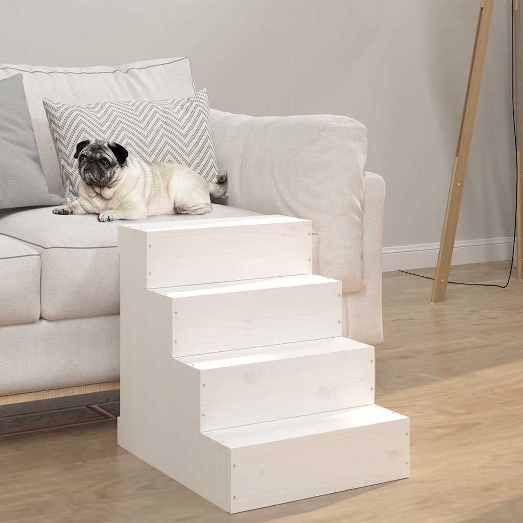vidaXL Pet Stair White 40x49x47 cm Solid Wood Pine 1