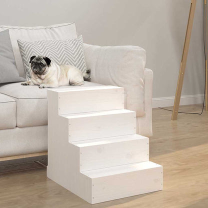 vidaXL Pet Stair White 40x49x47 cm Solid Wood Pine 1