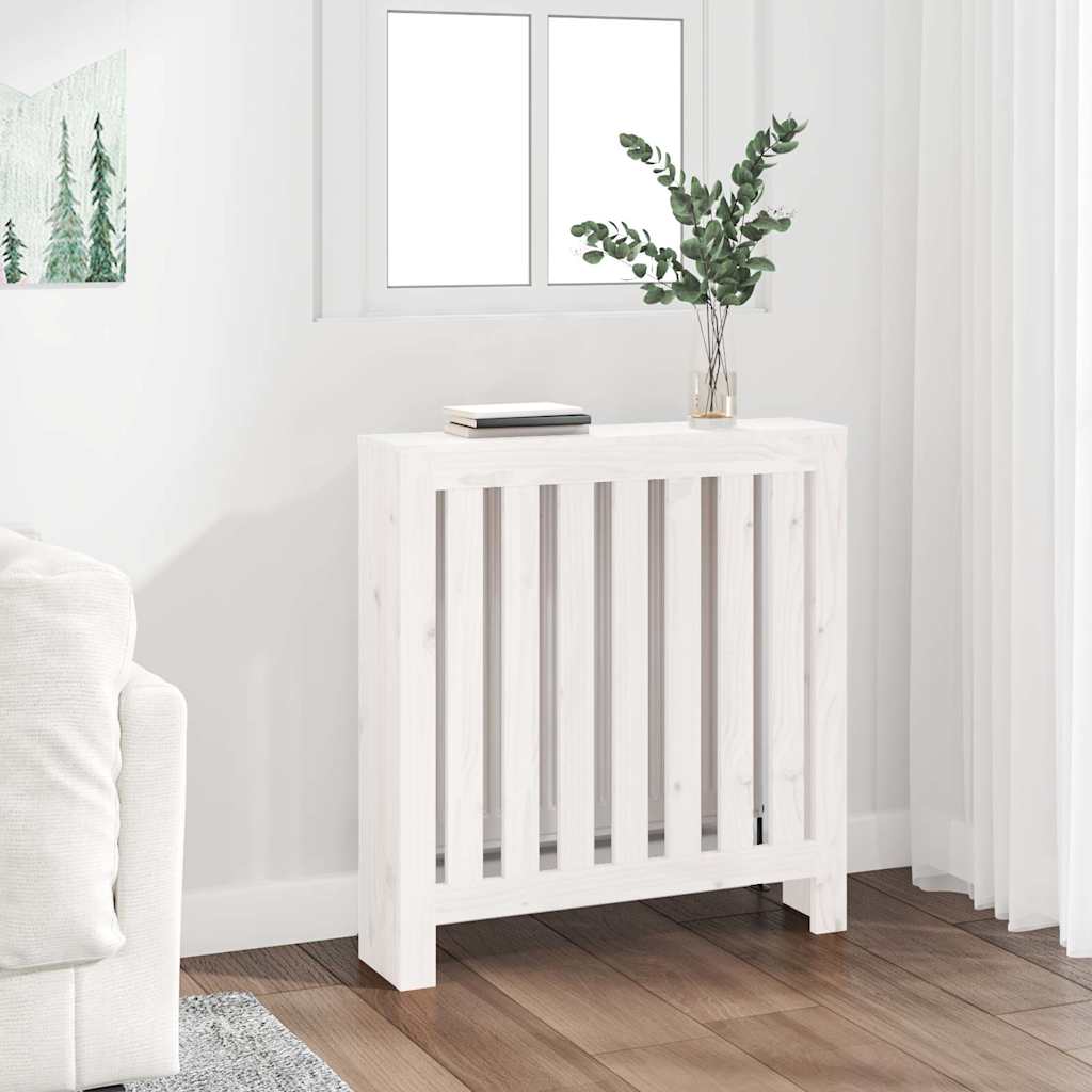 vidaXL Radiator Cover White 79.5x19x84 cm Solid Wood Pine 1
