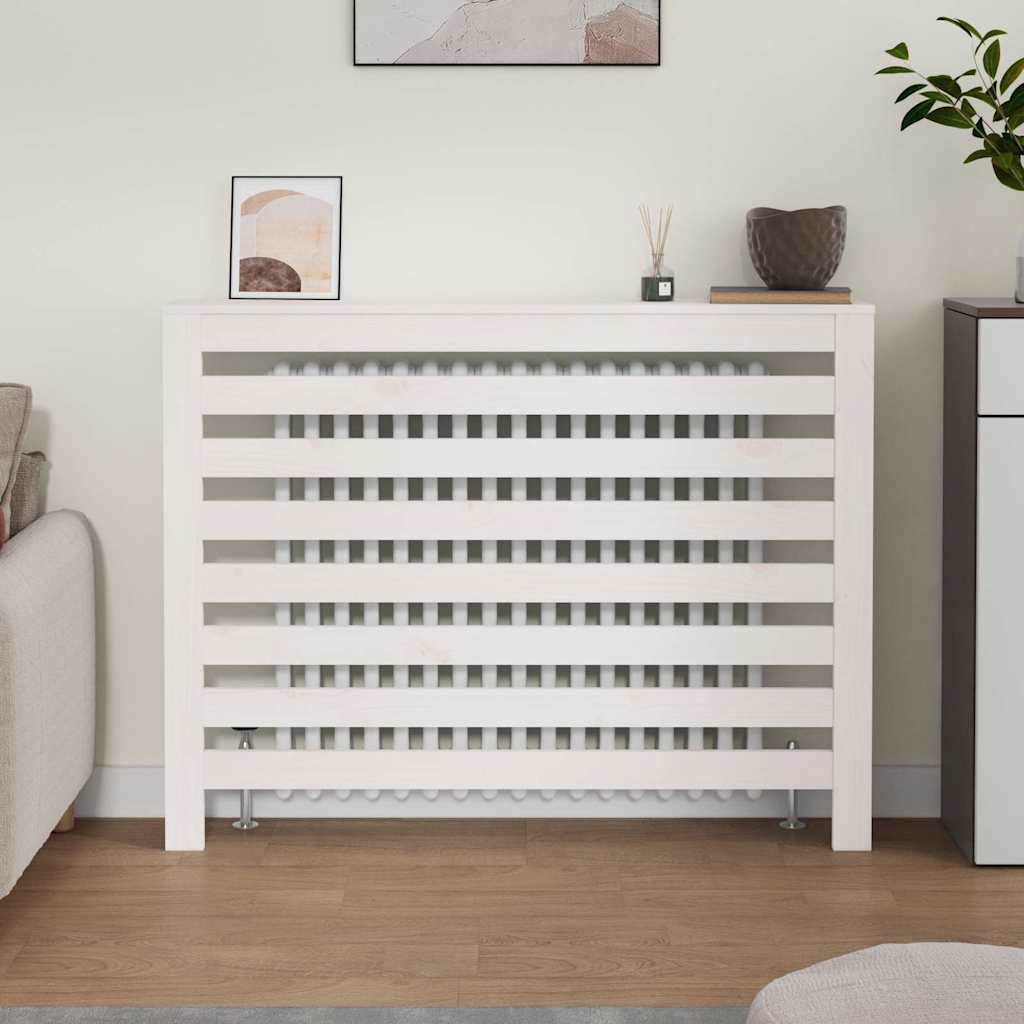 vidaXL Radiator Cover White 108.5x19x84 cm Solid Wood Pine 3
