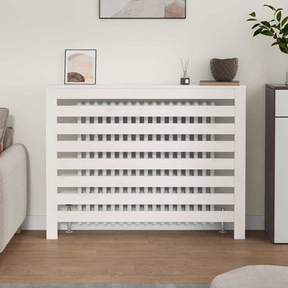 vidaXL Radiator Cover White 108.5x19x84 cm Solid Wood Pine 3