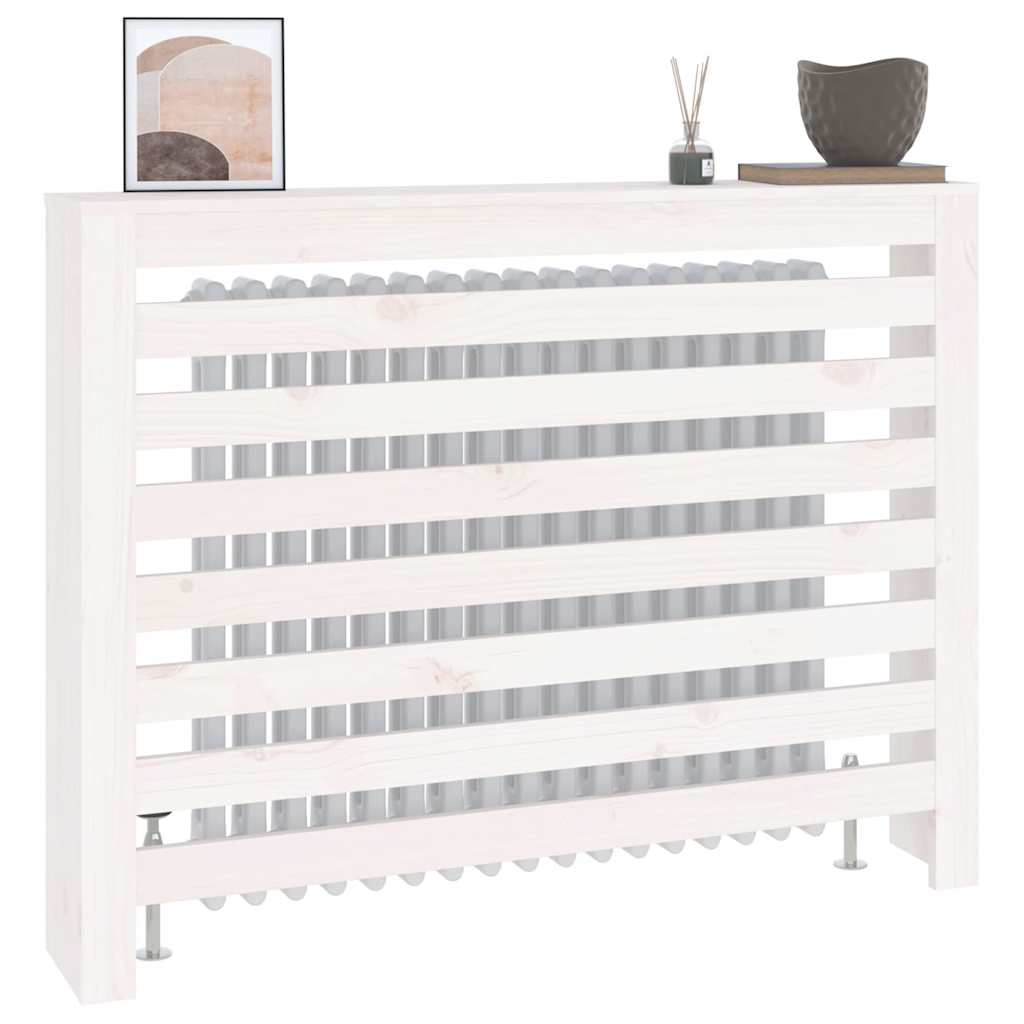 vidaXL Radiator Cover White 108.5x19x84 cm Solid Wood Pine 4