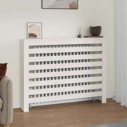 vidaXL Radiator Cover White 108.5x19x84 cm Solid Wood Pine 1