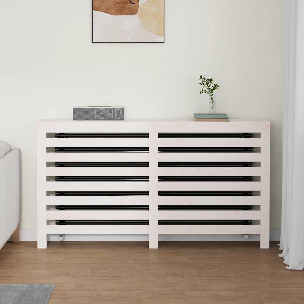vidaXL Radiator Cover White 153x19x84 cm Solid Wood Pine 3