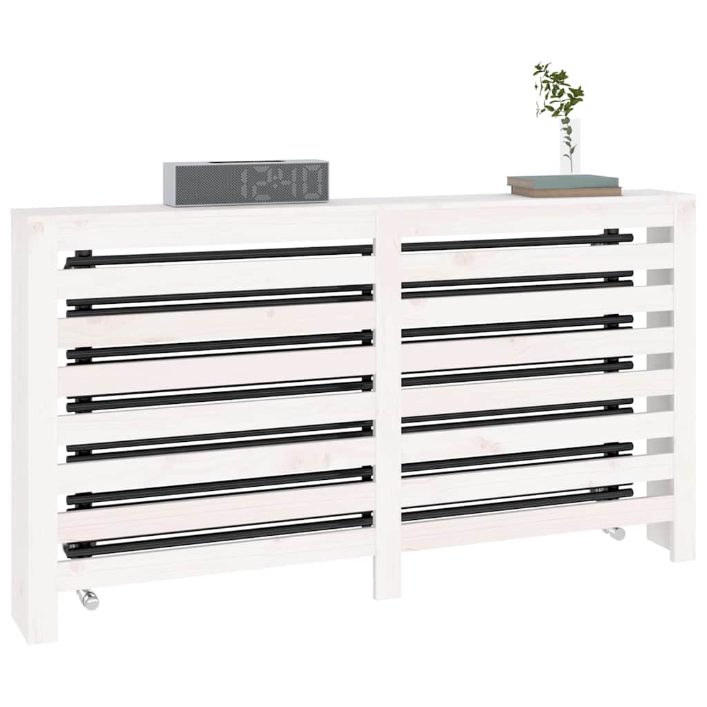 vidaXL Radiator Cover White 153x19x84 cm Solid Wood Pine 4