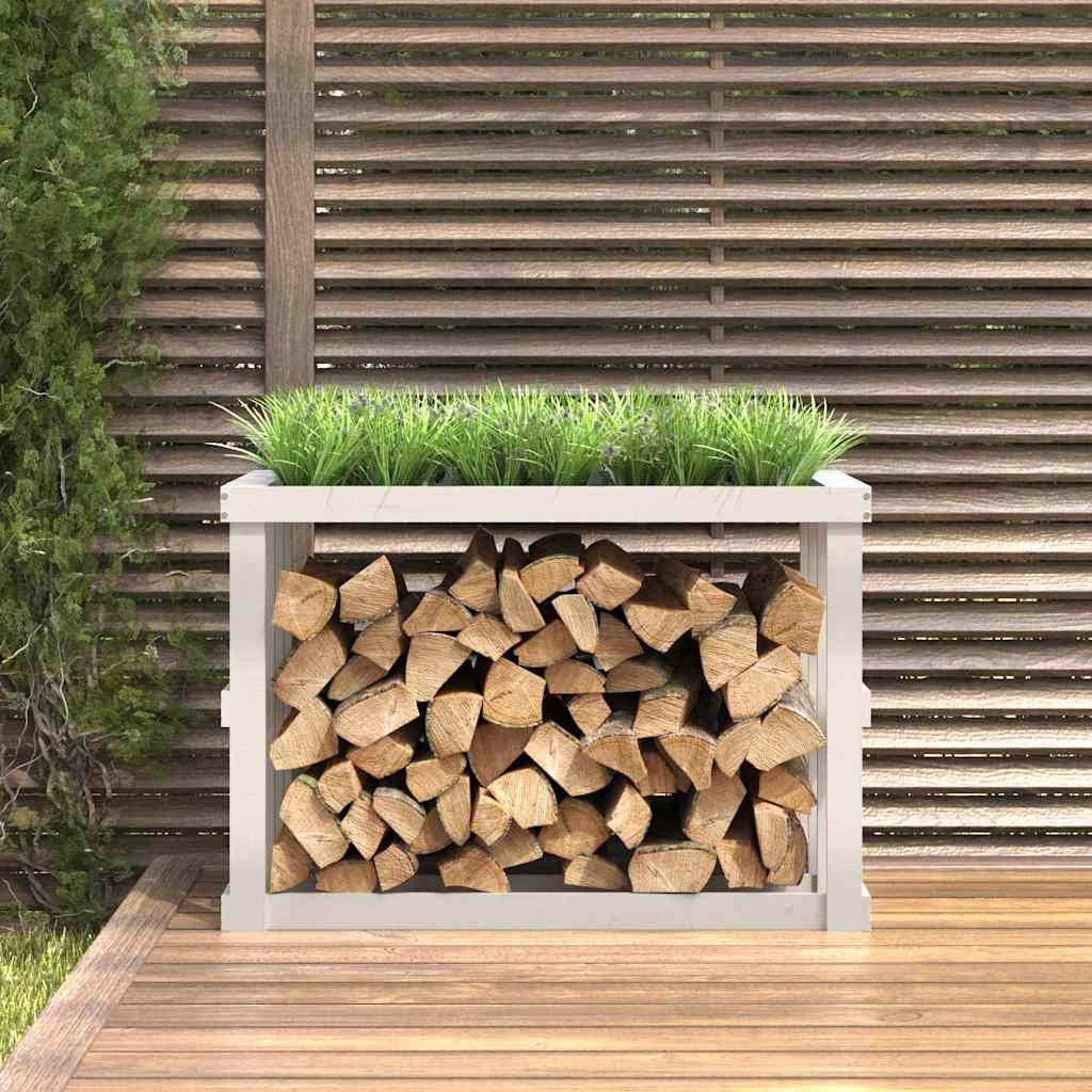 vidaXL Outdoor Log Holder White 108x52x74 cm Solid Wood Pine 3