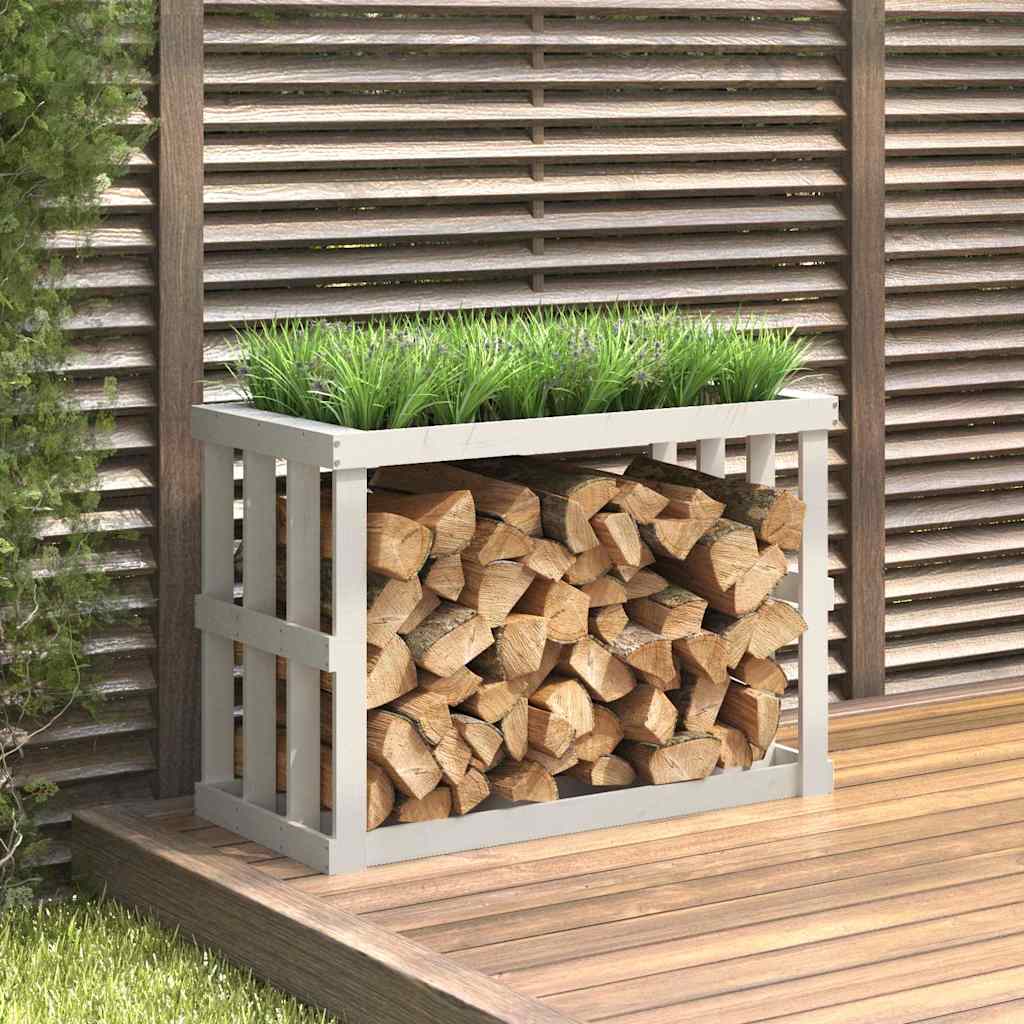 vidaXL Outdoor Log Holder White 108x52x74 cm Solid Wood Pine 1