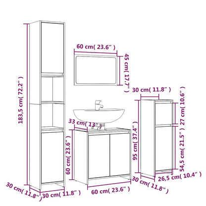 4 Piece Bathroom Furniture Set Engineered Wood Smoked oak