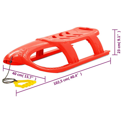 93719 vidaXL Sledge for Children Red 102,5x40x23 cm Polypropylene 6