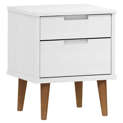 vidaXL Bedside Cabinet MOLDE White 40x35x48 cm Solid Wood Pine 2