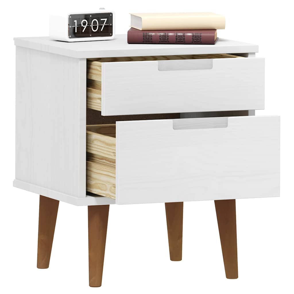 vidaXL Bedside Cabinet MOLDE White 40x35x48 cm Solid Wood Pine 3