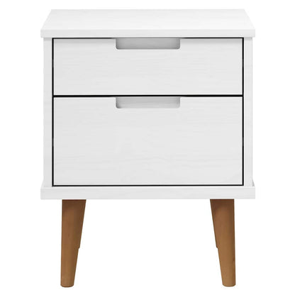 vidaXL Bedside Cabinet MOLDE White 40x35x48 cm Solid Wood Pine 4