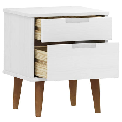 vidaXL Bedside Cabinet MOLDE White 40x35x48 cm Solid Wood Pine 5