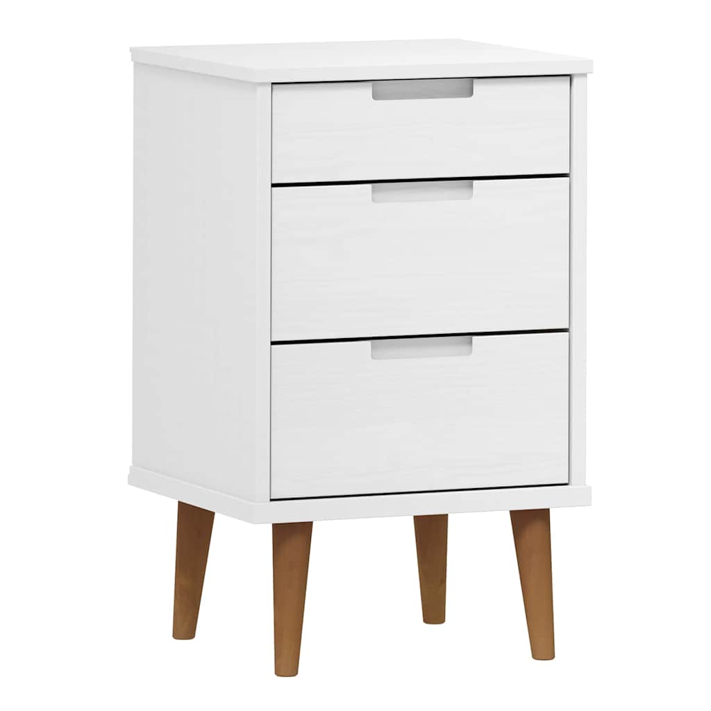 vidaXL Bedside Cabinet MOLDE White 40x35x65 cm Solid Wood Pine 2