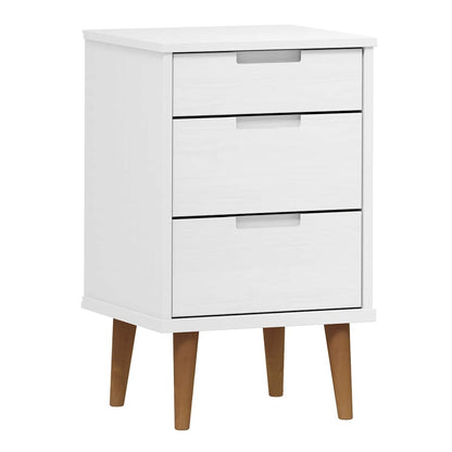 vidaXL Bedside Cabinet MOLDE White 40x35x65 cm Solid Wood Pine 2