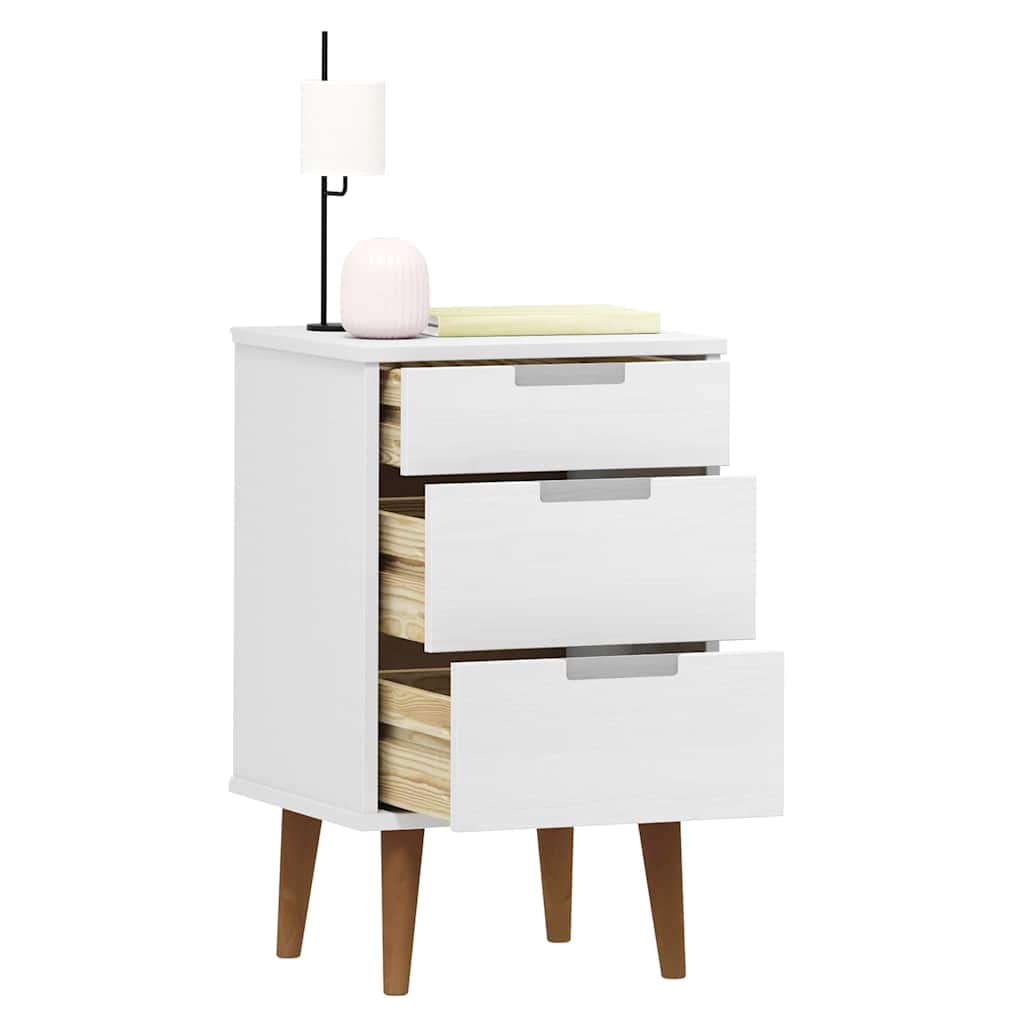 vidaXL Bedside Cabinet MOLDE White 40x35x65 cm Solid Wood Pine 3