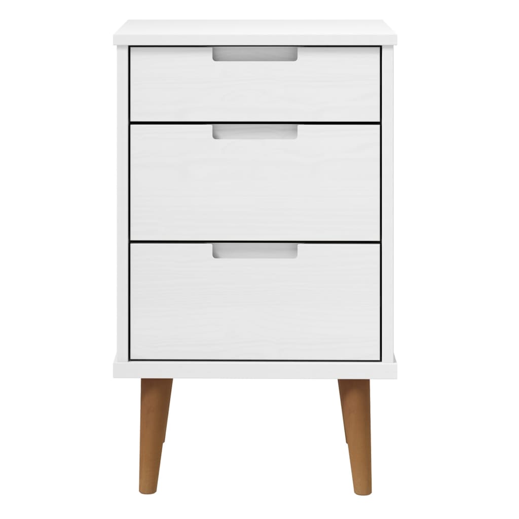 vidaXL Bedside Cabinet MOLDE White 40x35x65 cm Solid Wood Pine 4