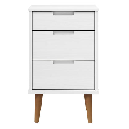 vidaXL Bedside Cabinet MOLDE White 40x35x65 cm Solid Wood Pine 4
