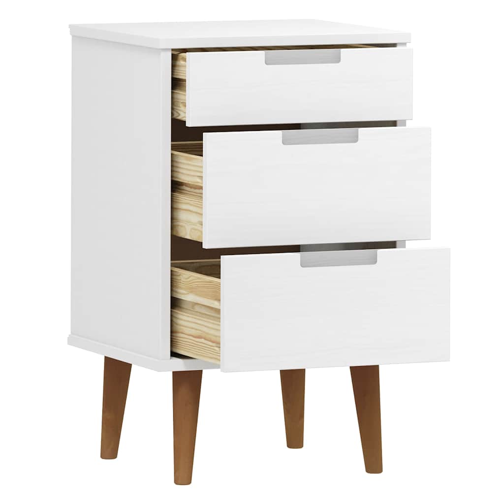 vidaXL Bedside Cabinet MOLDE White 40x35x65 cm Solid Wood Pine 5