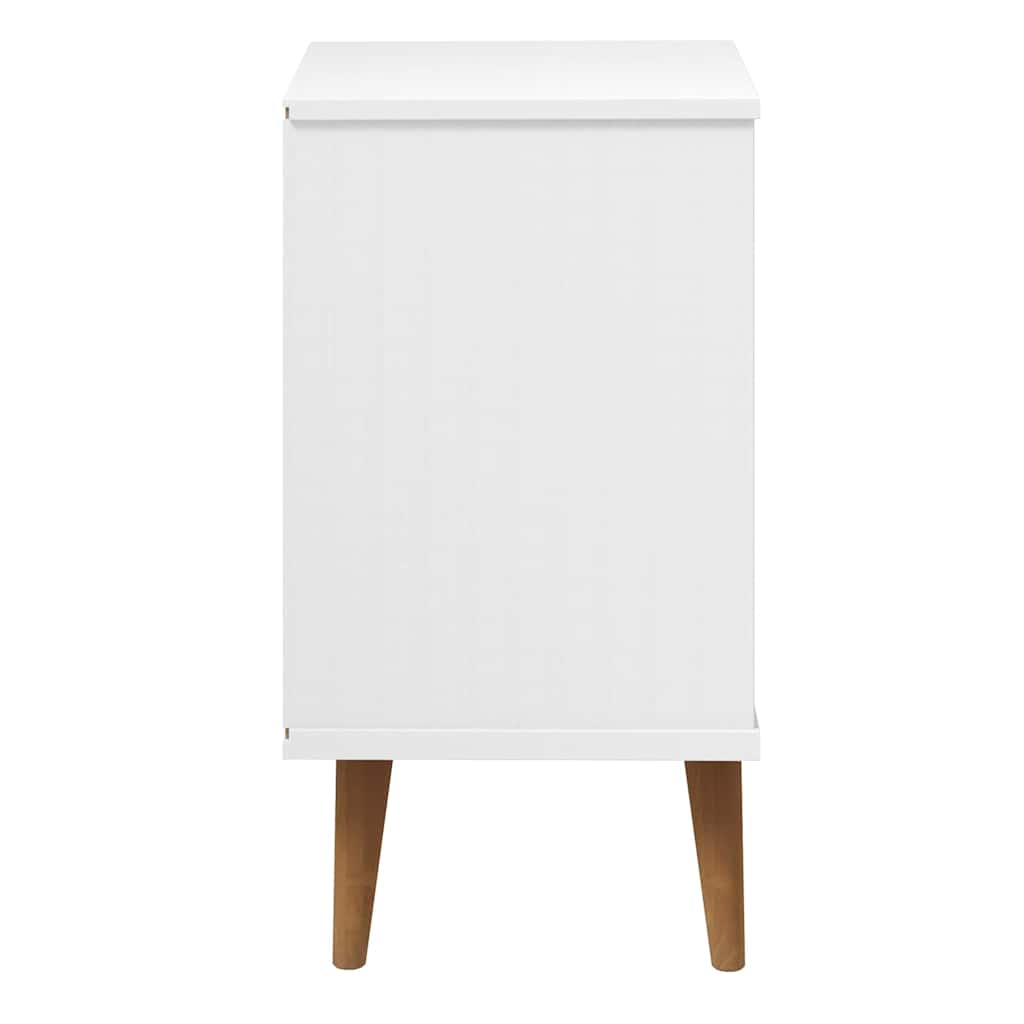 vidaXL Bedside Cabinet MOLDE White 40x35x65 cm Solid Wood Pine 6