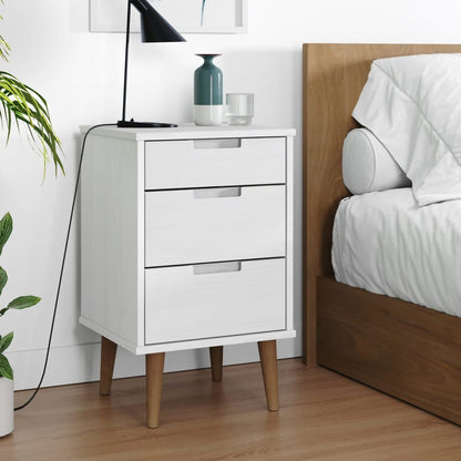 vidaXL Bedside Cabinet MOLDE White 40x35x65 cm Solid Wood Pine 1