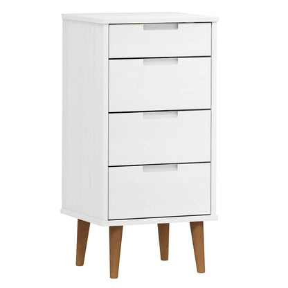 vidaXL Drawer Cabinet MOLDE White 40x35x82 cm Solid Wood Pine 2