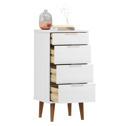 vidaXL Drawer Cabinet MOLDE White 40x35x82 cm Solid Wood Pine 3