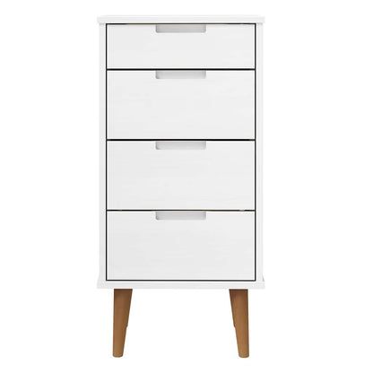 vidaXL Drawer Cabinet MOLDE White 40x35x82 cm Solid Wood Pine 4