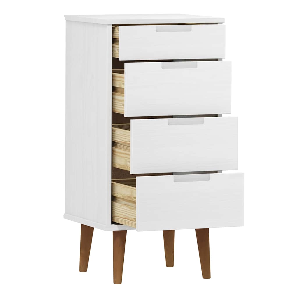 vidaXL Drawer Cabinet MOLDE White 40x35x82 cm Solid Wood Pine 5