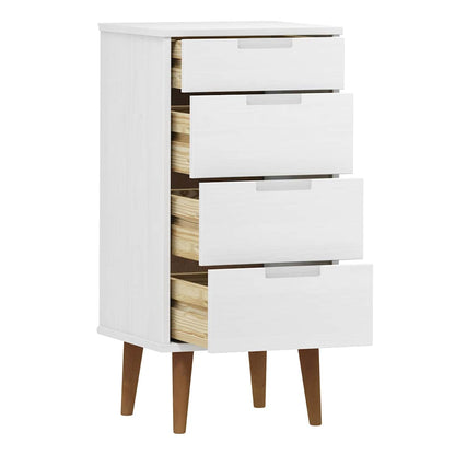 vidaXL Drawer Cabinet MOLDE White 40x35x82 cm Solid Wood Pine 5