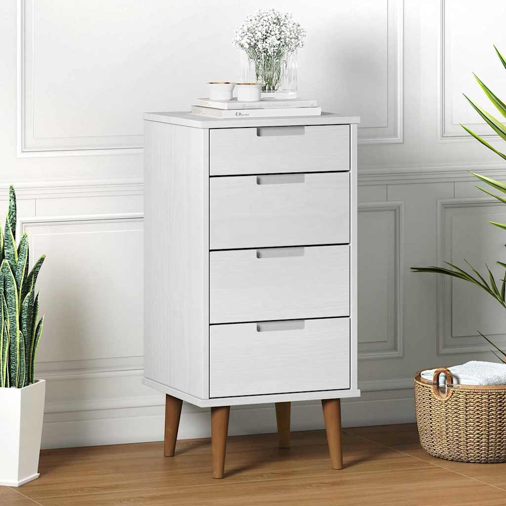 vidaXL Drawer Cabinet MOLDE White 40x35x82 cm Solid Wood Pine 1