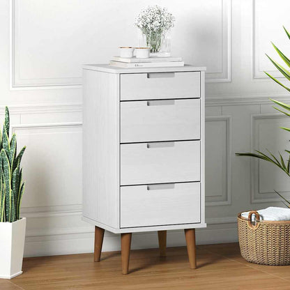 vidaXL Drawer Cabinet MOLDE White 40x35x82 cm Solid Wood Pine 1