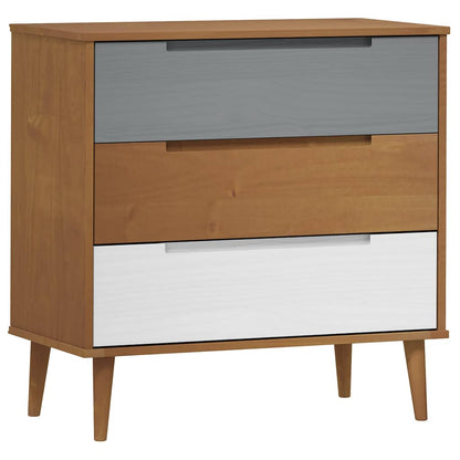 vidaXL Drawer Cabinet MOLDE Brown 80x40x80 cm Solid Wood Pine 2