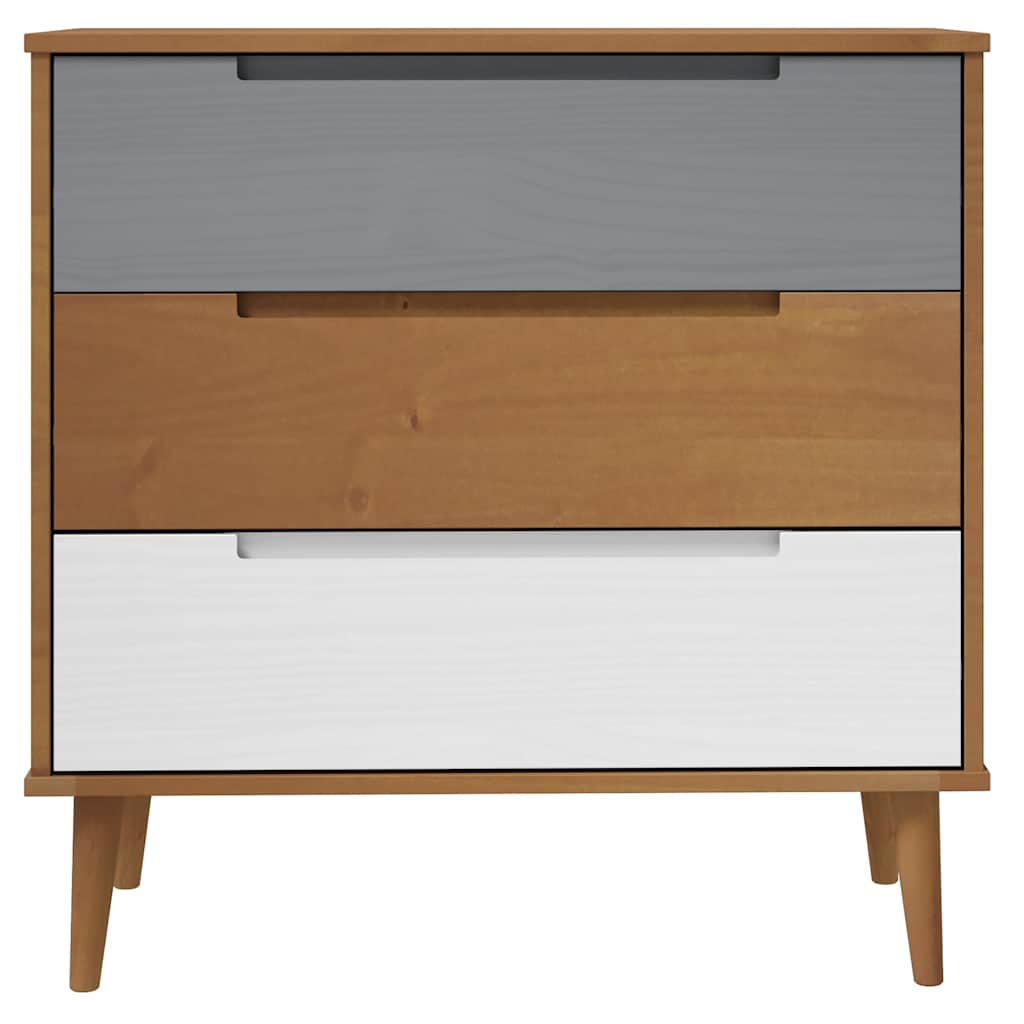 vidaXL Drawer Cabinet MOLDE Brown 80x40x80 cm Solid Wood Pine 4