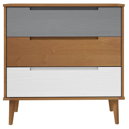vidaXL Drawer Cabinet MOLDE Brown 80x40x80 cm Solid Wood Pine 4