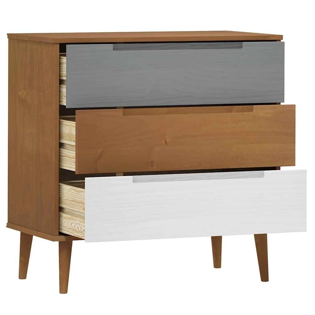 vidaXL Drawer Cabinet MOLDE Brown 80x40x80 cm Solid Wood Pine 5