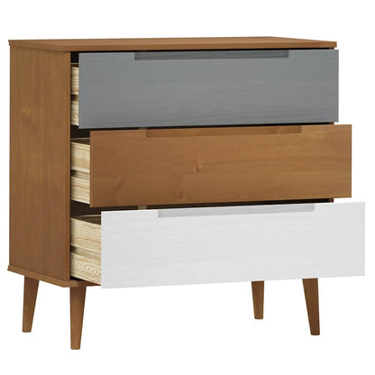 vidaXL Drawer Cabinet MOLDE Brown 80x40x80 cm Solid Wood Pine 5