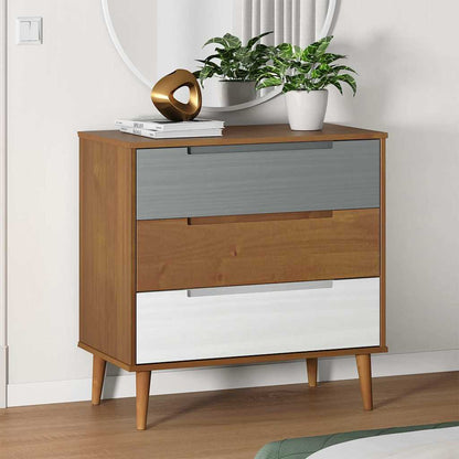 vidaXL Drawer Cabinet MOLDE Brown 80x40x80 cm Solid Wood Pine 1