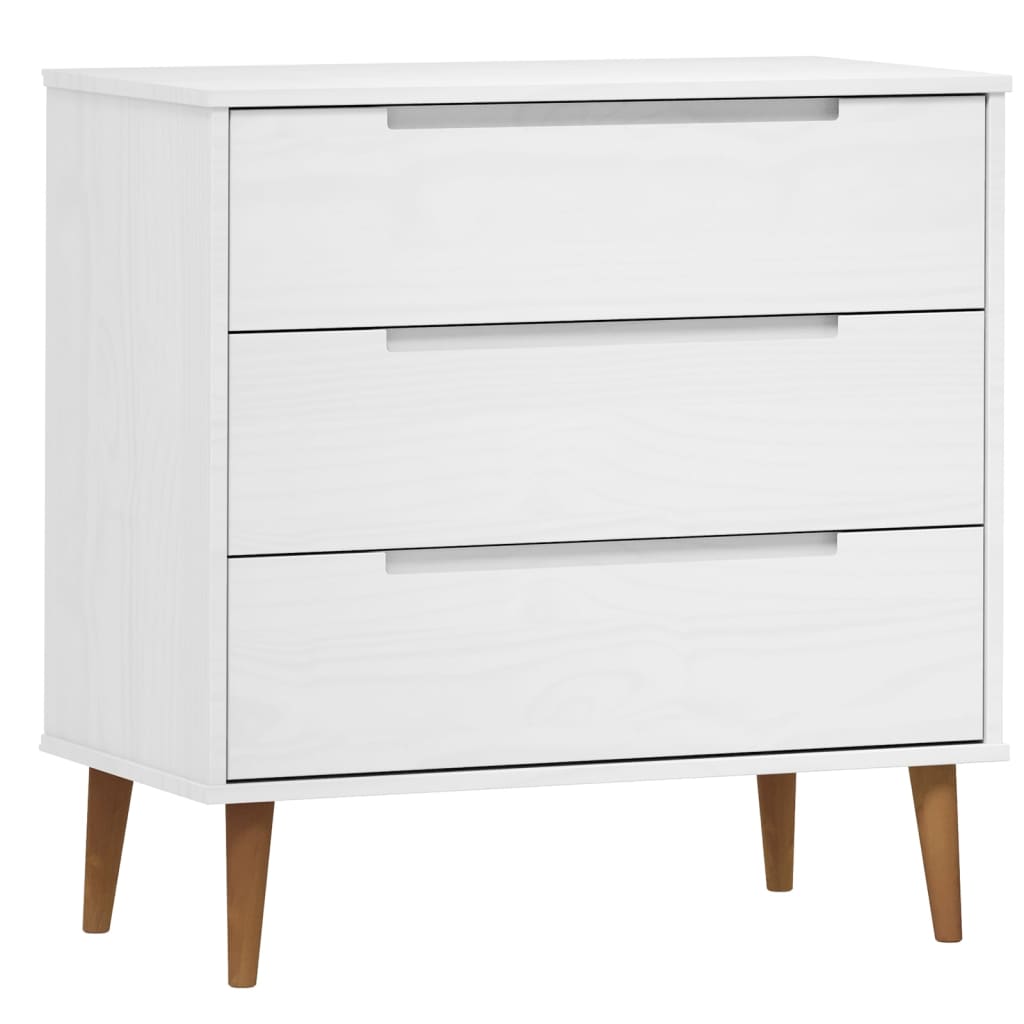 vidaXL Drawer Cabinet MOLDE White 80x40x80 cm Solid Wood Pine 2