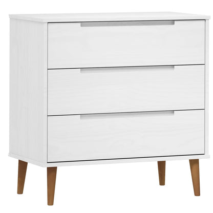 vidaXL Drawer Cabinet MOLDE White 80x40x80 cm Solid Wood Pine 2