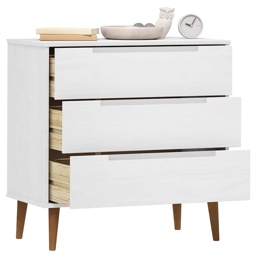 vidaXL Drawer Cabinet MOLDE White 80x40x80 cm Solid Wood Pine 3