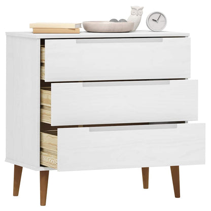 vidaXL Drawer Cabinet MOLDE White 80x40x80 cm Solid Wood Pine 3